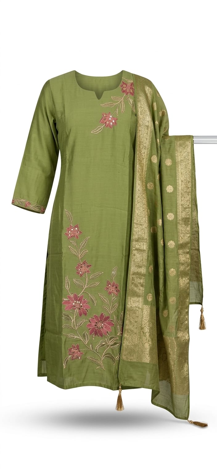 Standard Cotton Embroidered Kurtha